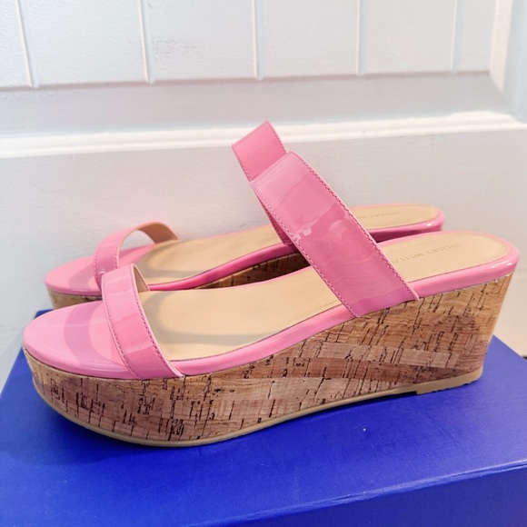 NEW Stuart Weitzman Boardwalk Flat Wedge Slide Sandal in India Pink - Picture 6 of 9